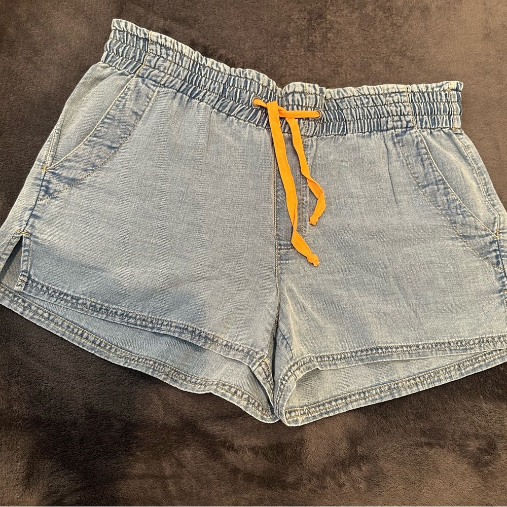 Indigo High Waist Blue and Orange Shorts